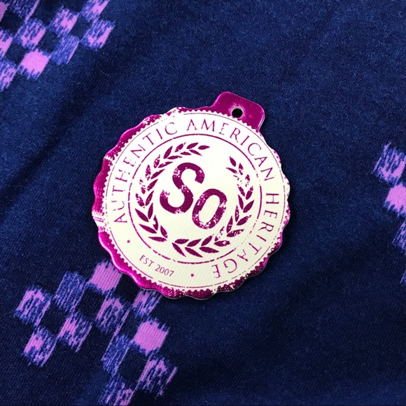 NWOT SO Girls Strappy Casual Sun Dress Blue w/Pixilated Heart print - Picture 6 of 7